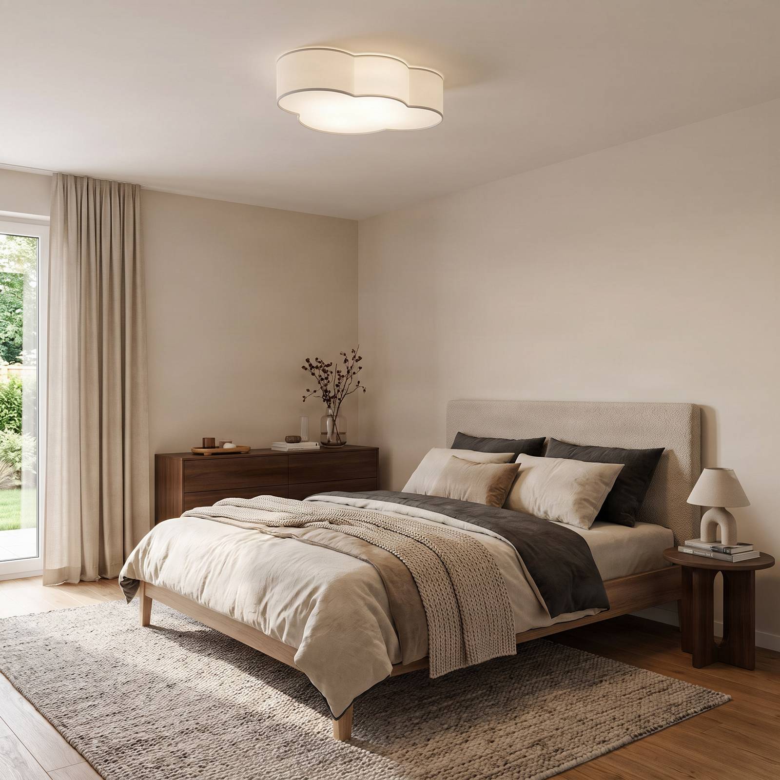 Ceiling Light Cloud TK Lighting, dimmable, White / opal, Living / Dining Room, Textile / fabric / silk, Young Lifestyle, Ceiling Light