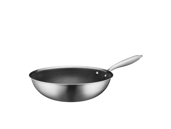 Mäser Wok, Schwarz, Silberfarben, Metall, 4,8 l, rund, 9 cm, antihaftbeschichtet, Kochgeschirr, Pfannen, Woks