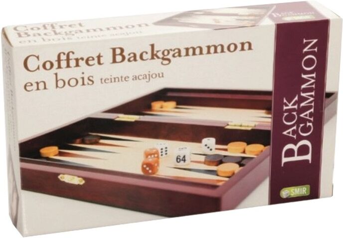 Coffret Backgammon acajou 28 x 15 cm - SMIR