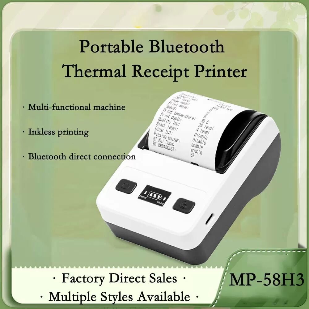 INF Imprimante Thermique Bluetooth HD 58mm Standard UE - Impression de Reçus Compacte et Rapide Blanc