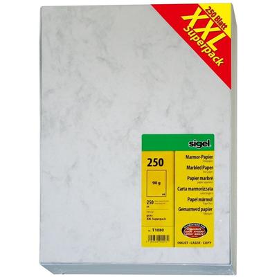 Sigel Designpapier Marmor A4 90g/qm VE=10x250 Blatt grau