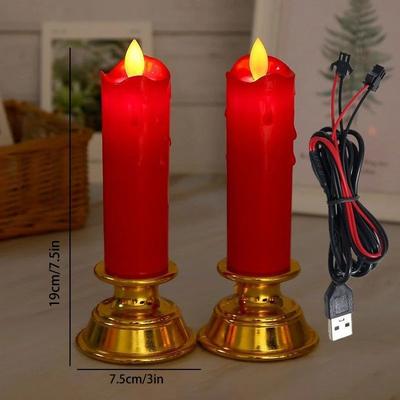 Uplift Treasures USB Plug In LED Flickering Flameless Candle Light red Usb 2pcs