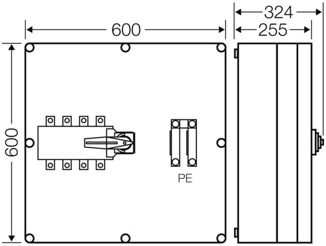 Hensel Boîtier de commutateur de charge Mi 250A 4 pôles + PE Mi 7882 (20001135)