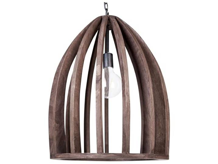 Beliani Hängeleuchte Mango Holz dunkelbraun 1-flammig Gitter-Design handgemacht Manair
