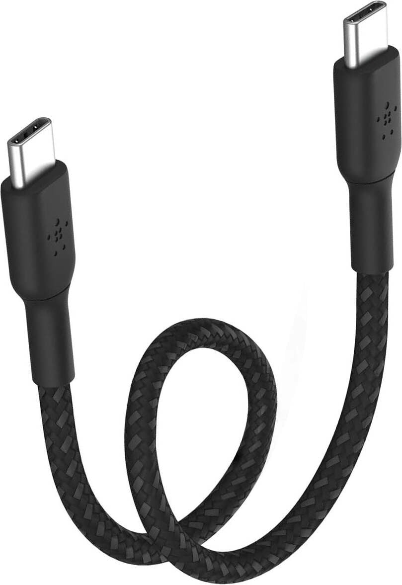 Belkin BOOST CHARGE gevlochten USB-C naar USB-C kabel, 15 cm, zwart