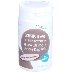 ZINK 5 Mg+pantothensäure 18 mg+Biotin Ka 90 St