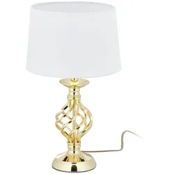 Relaxdays Tischlampe modern dimmbar Weiß,Gold