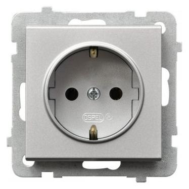 Ospel Gniazdo Sonata pojedyncze schuko srebrny mat (GP-1RS/m/38) (GP-1RS/M/38)
