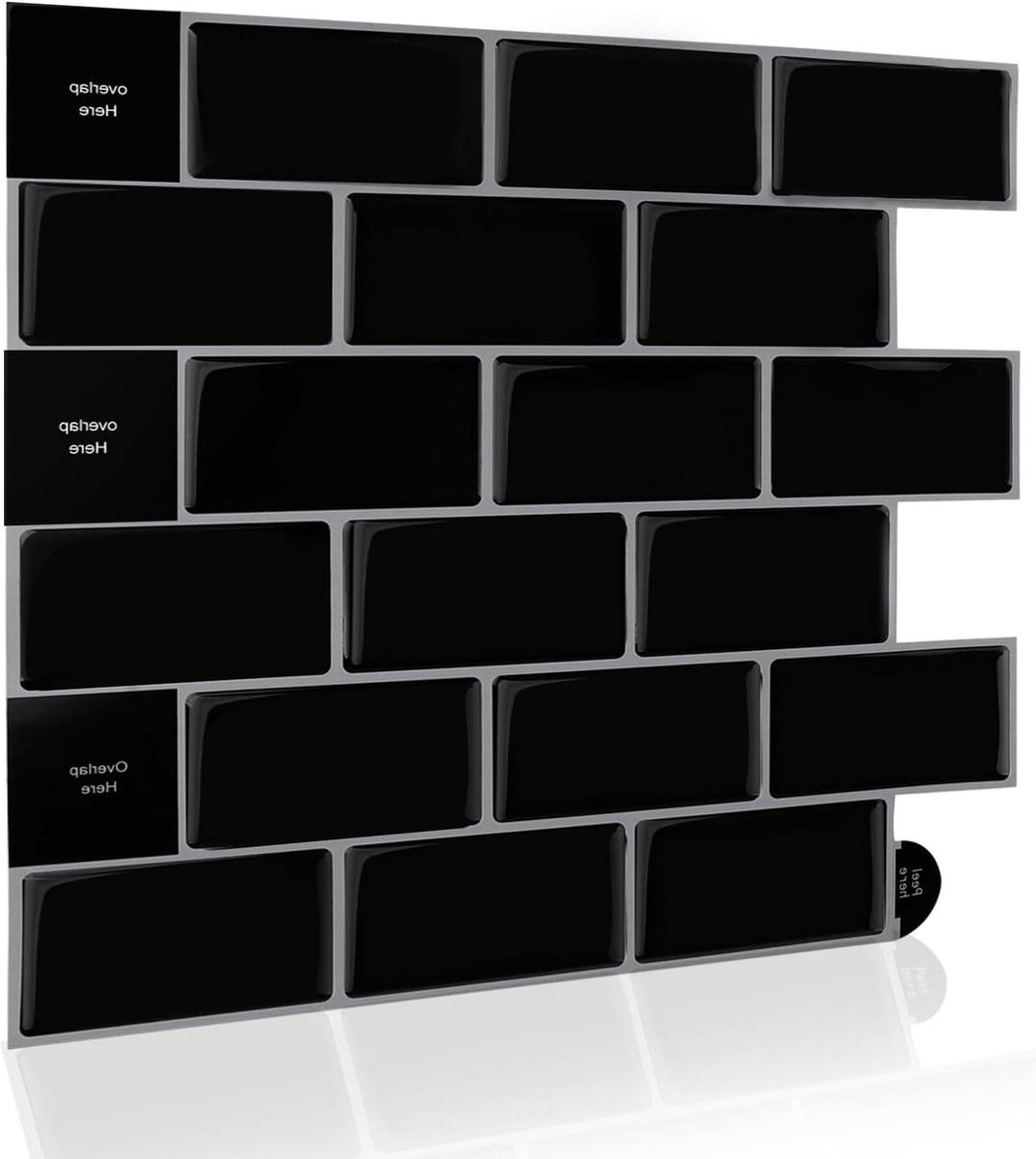 Set van 10 zelfklevende 3D tegelstickers met tegellook, zwart en meerkleurig, B/D: 30 x 30 cm
