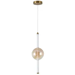 LED Pendelleuchte höhenverstellbar weiß Esszimmer Hängelampe Glas Amber H 187 cm