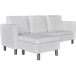 Helloshop26 - 3-Sitzer-Ecksofa Kunstleder weiß 02_0020634