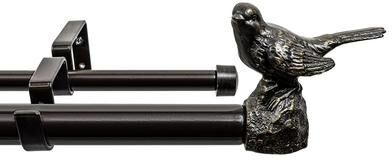 MERIVILLE 1-Inch Diameter Double Window Curtain Rod, Bird Finials