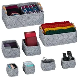 Relaxdays 8-teiliger Schrank-Organizer Grau,Hellbraun