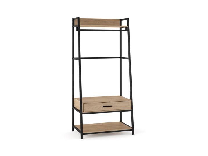 Portant à vêtements industriel 1 tiroir finition chêne 176x84x40