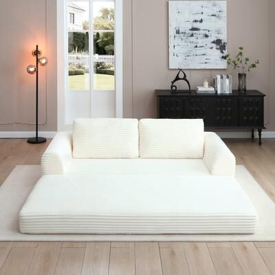 Modern Corduroy Sleeper Couch , Futon Modular Upholstered Boneless Sofa