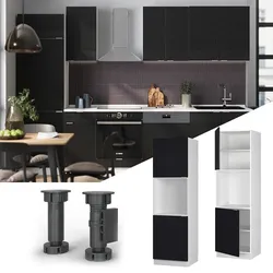 Vicco Vorratsschrank Fame-Line Weiß Schwarz gestreift 60 cm 2 Türen
