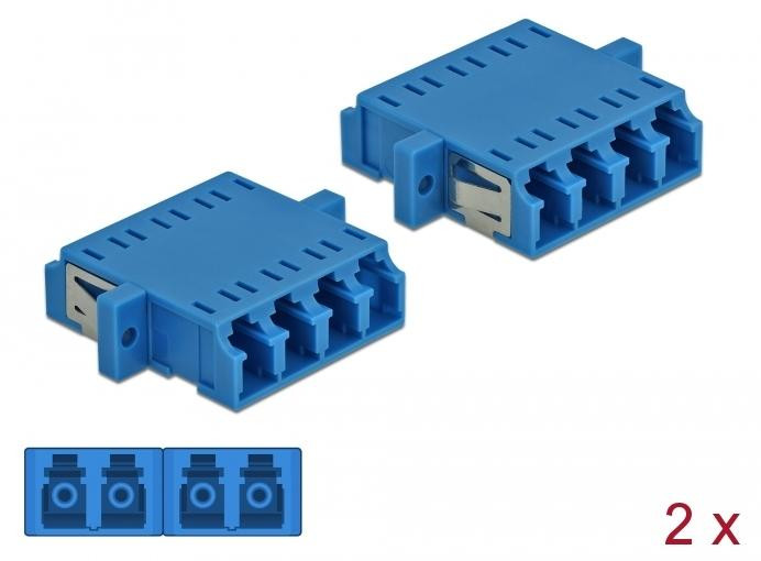 Delock Optische koppeling LC Quad naar LC Quad, single-mode, blauw, 2 stuks