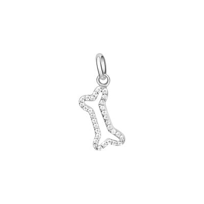 Kettenanhänger VIVANCE "925/- Sterling Silber rhodiniert Knochen", weiß, Schmuckanhänger, Damen, one-size, Silber 925 (Sterlingsilber), 0,5 g, Kettenanhänger