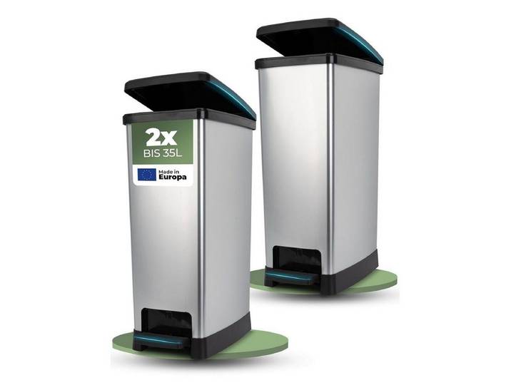 Novaliv Mülleimer 31168-2x, Novaliv 2x Großer Mülleimer mit Deckel - 35L Tretmülleimer mit Soft-Cl