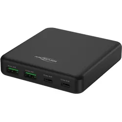Ansmann USB-Ladeger?t 4-Port 65W PD/QC/GAN (65 W, 4 Ports), USB Ladegerät, Schwarz