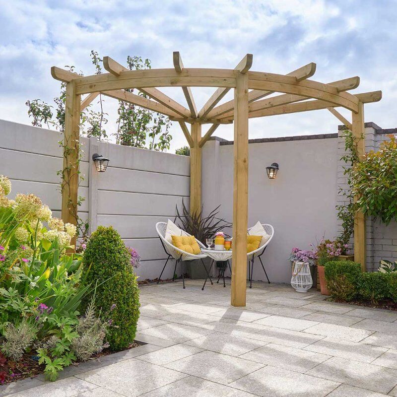 Forest Garden 9x9 Forest Premium Radial Wooden Garden Corner Pergola - Pressure Treated