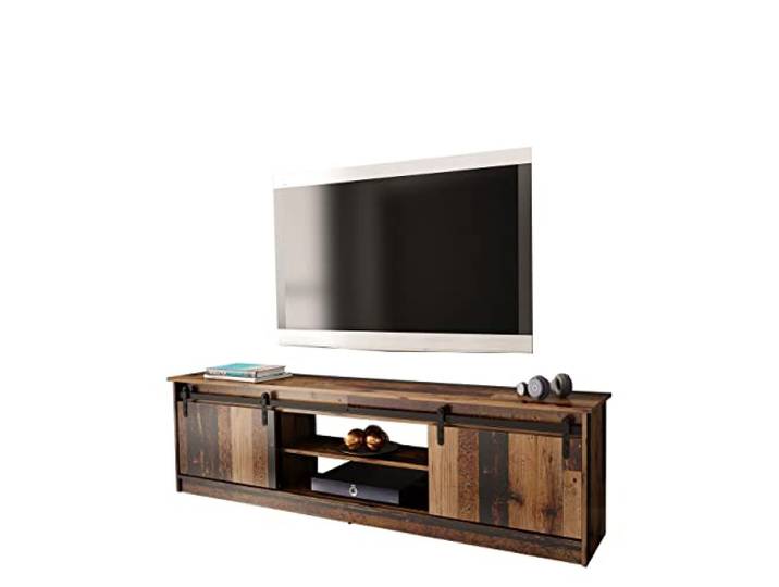 Mirjan24 TV Lowboard Otemna, TV Schrank mit Schiebetürsystem, Fernsehschrank, Fernsehtisch, Unterschrank, TV Tisch, Board, Schrank, TV-Bank (Old Wood)