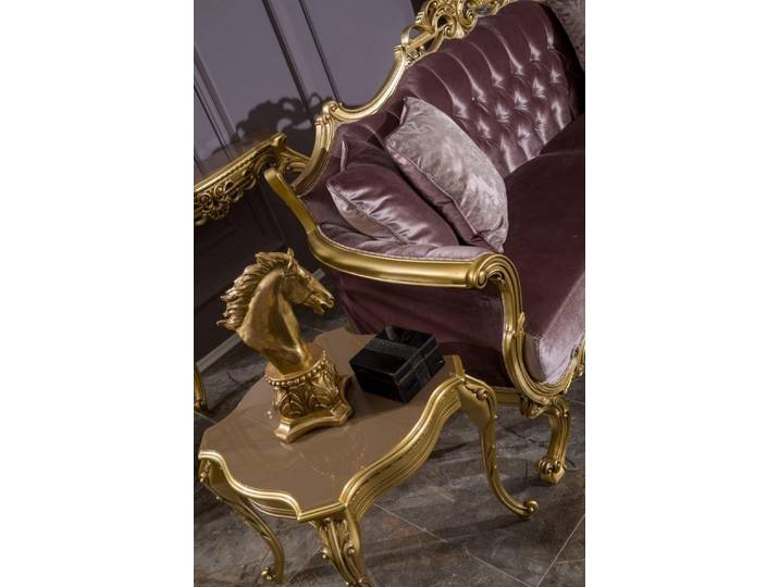 JVmoebel Beistelltisch Moderner Kaffeetisch mit goldenen Holzfüßen und eleganter Verzierung (1-St., Beistelltisch), Made in Europa