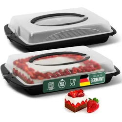 Novaliv Kuchen-Transportbox (Rechteckig 45 x 30 x 9 cm) , Aufbewahrungsbox mit Deckel , Party-Box Container Tortentransportbox Tortenbehälter Tortenglocke Behälter , Kuchen Torten Muffins Desserts