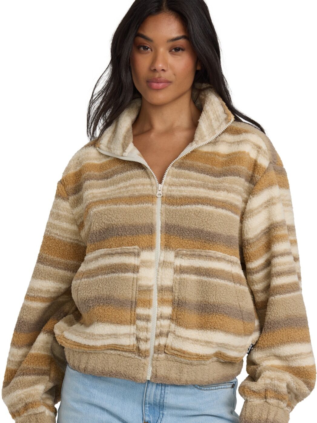 Fleecepullover BILLABONG "First Light", Damen, Gr. L, beige (coyote), Obermaterial: 100% Polyester., Sweatshirts Fleecepullover coyote L