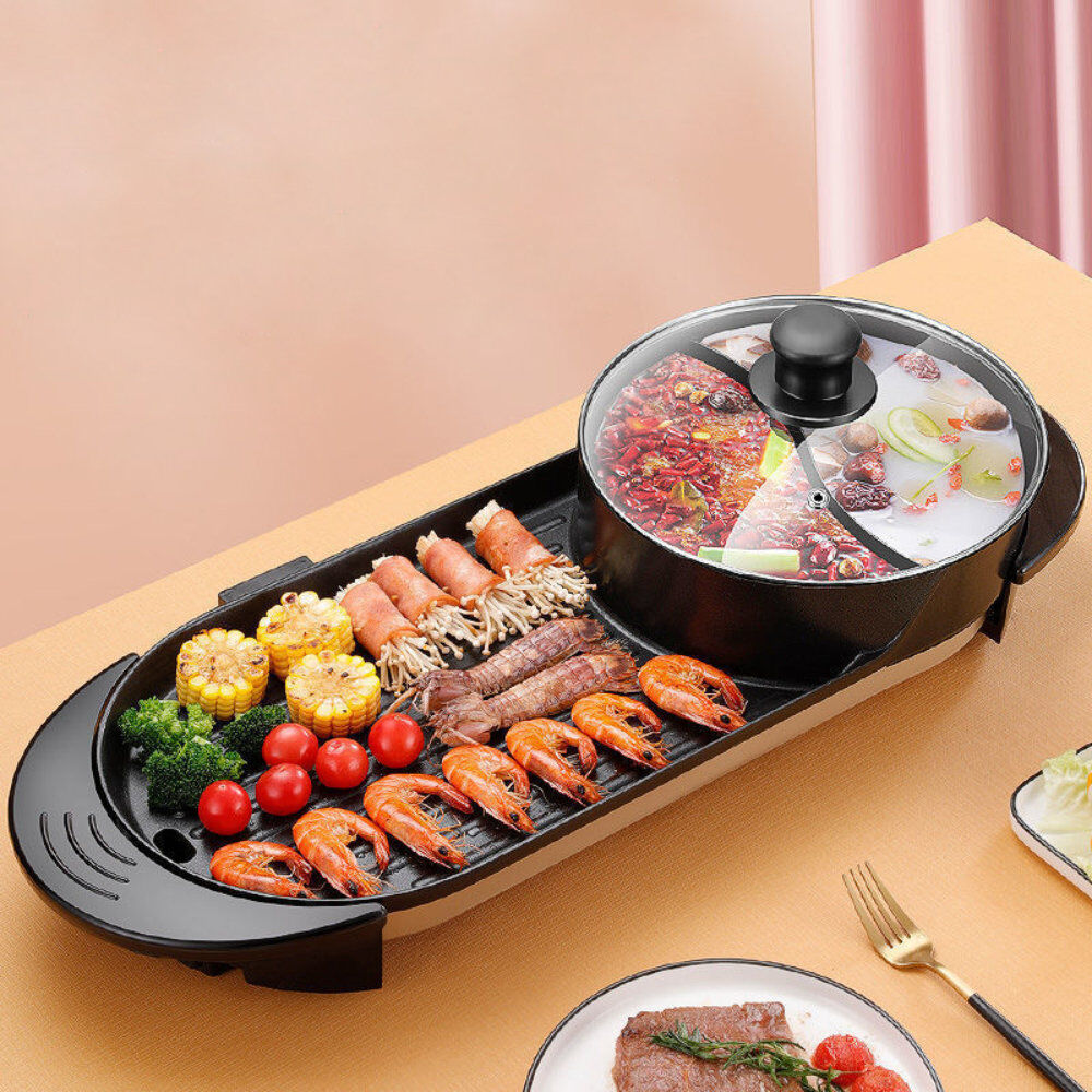 BRUCE SHARK LLC 28.93cm Non Stick Electric Grill with Lid Black 28.93cm W X 10.43cm D
