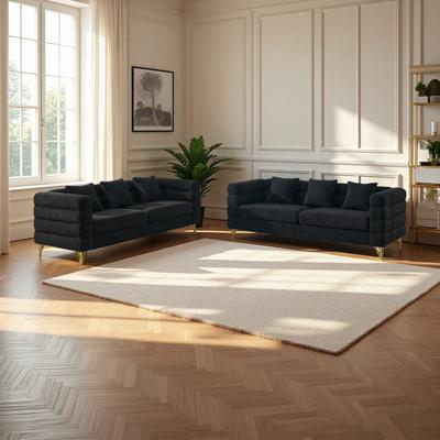 ZWYO HOSIMU Fabric Sectional Sofa Set with Metal Legs and 6 Pillows (6-Seat)