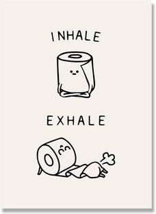Inspire Essentials Funny Bathroom Wall Art Toilet Paper Yoga Canvas Minimalist Decor c 60x80cm No Frame