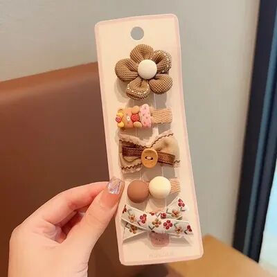 Retailers Go Baby Girl Hair Clips, Korean Cute Fashion, Cartoon Bear Bowknot Pin, Milk Coffee Color Toddler Kids Headwear no.4