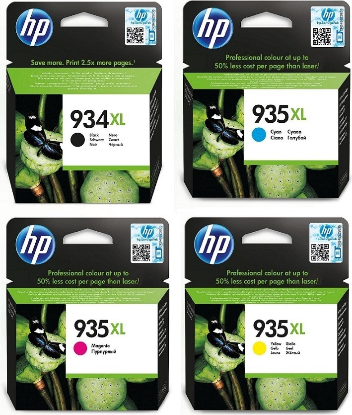 HP Set van 4 originele printerpatronen 934XL zwart en 935XL cyaan, magenta, geel met hoge capaciteit