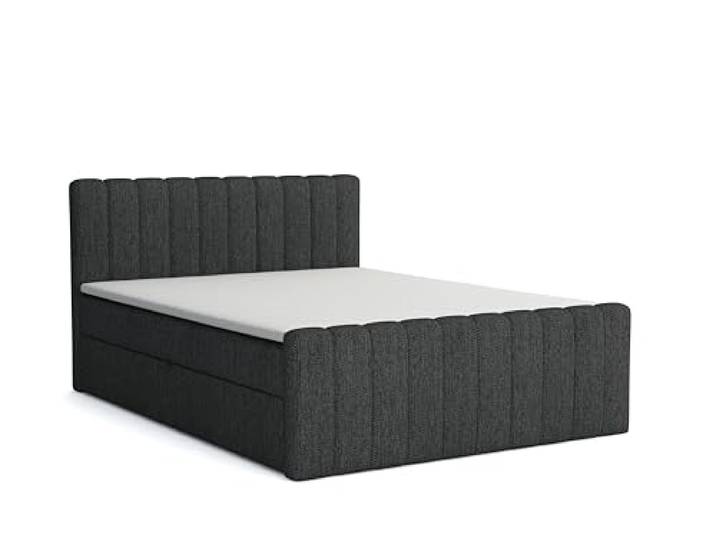 Boxspringbett mit Bettkasten Aster 140x200cm, Polsterbett mit Bonellmatratze Topper Doppelbett mit Stauraum gepolstertes Kopfteil, Doppelbett Schlafzimmer Härtegrad H3, Inari 96 - dunkelgrau
