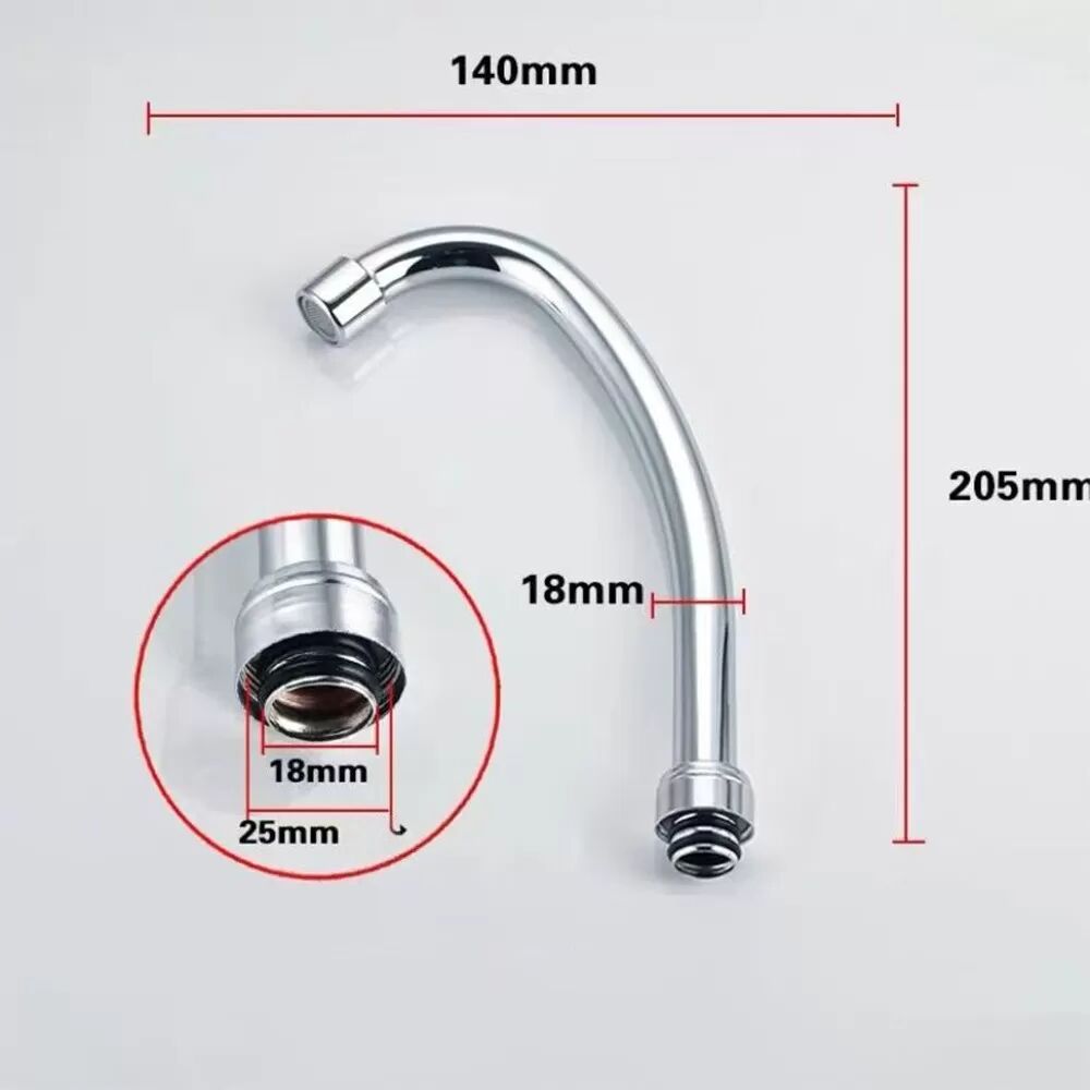 INF Bec de Robinet en Acier Inoxydable - Coude Court 18 avec Écrou en Cuivre 25