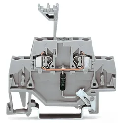 Wago 280-502/281-605 Bauelementklemme,Doppelstock,mit direkter Ableitung auf die Tragschiene,grau 280502281605