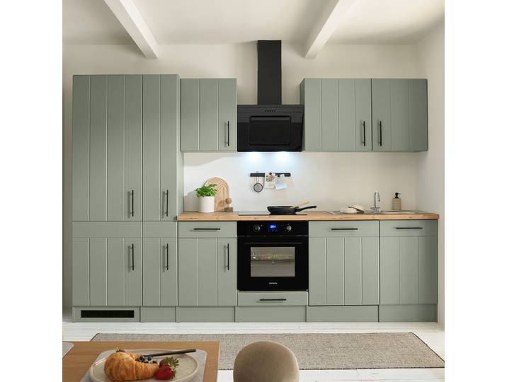 Cuisine Anton 310cm Vert/Vert roseau Induction Avec électroménager