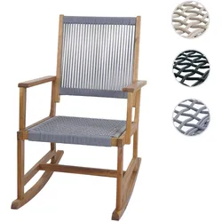 Schaukelstuhl HWC-P73, Garten Outdoor Wippstuhl Relaxstuhl Schaukelliege, Akazie Holz Rope Seilgeflecht ~ grau
