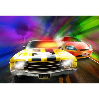 Fototapete PAPERMOON "Autorennen", bunt, B:2,5m L:1,86m, Vlies, Tapeten