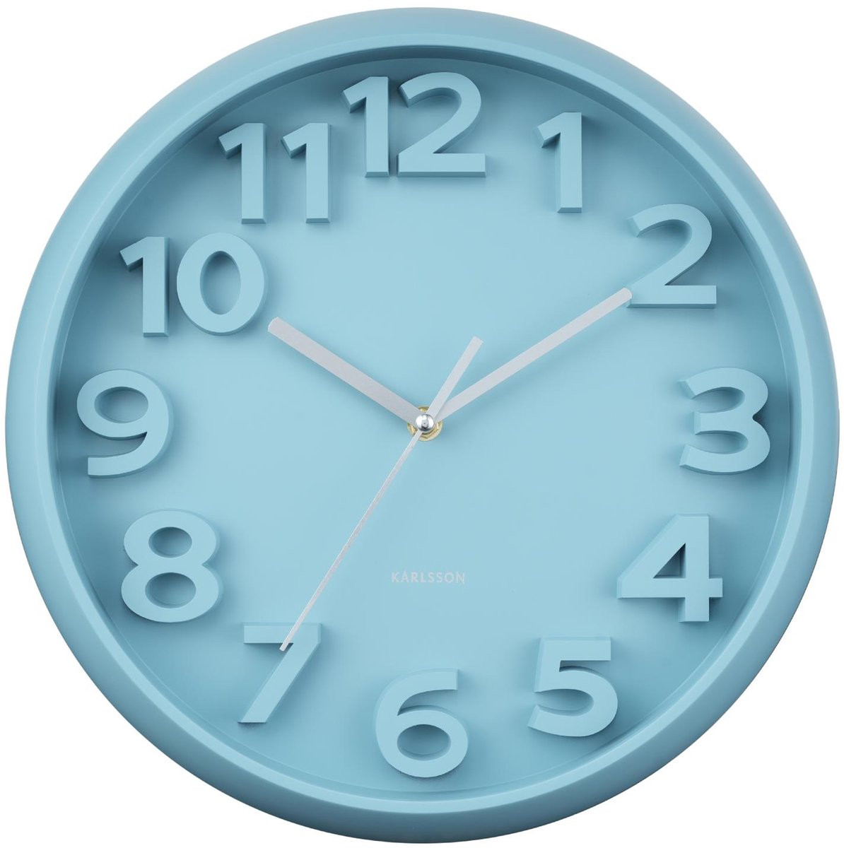 Karlsson Wandklok Elevated Classic Numbers - Mistig blauw - B: 33,5 cm, H: 33,5 cm, D: 5 cm