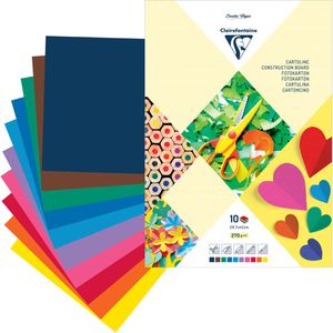 Clairefontaine Fotokarton 97344C, A4, 10 Farben sortiert, 270g/m², 10 Blatt