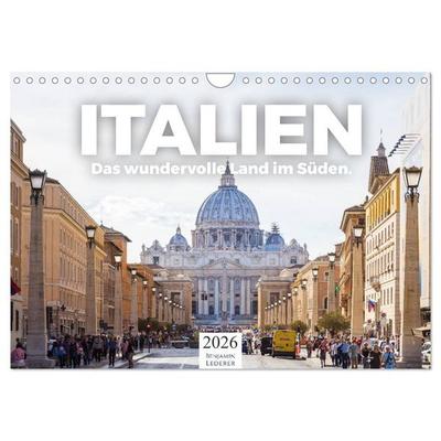 Italien - Das wundervolle Land im Süden. (Wandkalender 2026 DIN A4 quer), CALVENDO Monatskalender