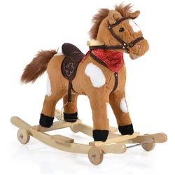 Moni Schaukelpferd Plüsch Thunder WJ-302, Sound, Kufen, Rollen, bis 50 kg braun