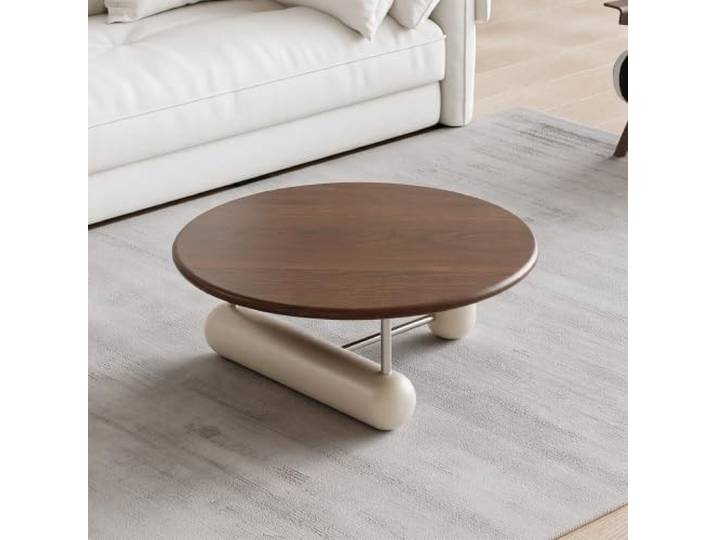 Runder Couchtisch aus Massivholz, Moderner Vintage-Stil für Wohnzimmer Massivholz, runde Form, moderner Stil, Vintage-Look, eleganter Stil, kleine Räume, Wohnzimmer, Wohnung