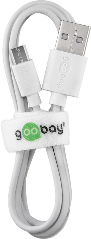 Goobay Micro USB-oplaad- en synchronisatiekabel voor Android-apparaten, wit, 2 meter
