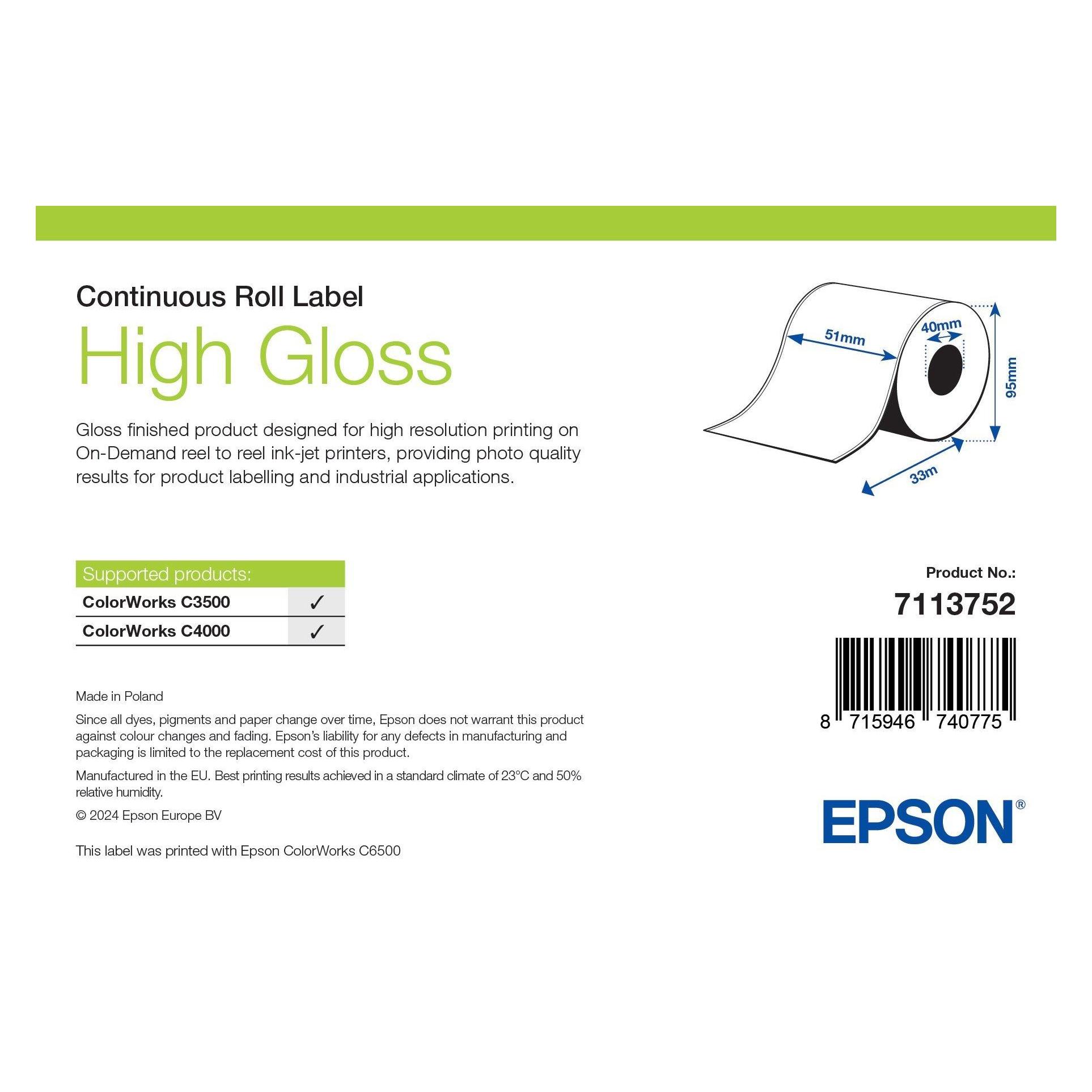 Epson High Gloss Label Continuous (51 mm) (7113752)