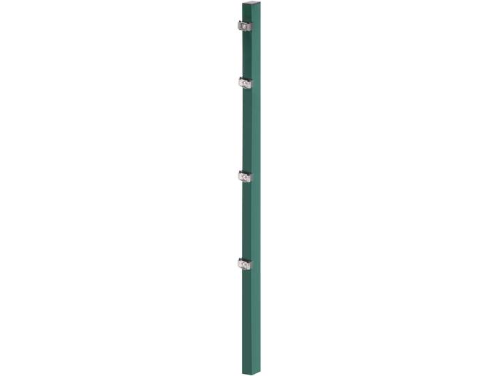 Zaunpfosten ALBERTS, grün, B:6cm H:150cm T:4cm, Stahl, Zaunpfosten, Zaunpfosten, 60x40 mm für Doppelstabmattenzaun, 150 cm, mit Klemmlaschenbefestigung