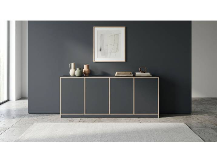 Pickawood Sideboard aus Multiplex Premium Dekore Schwarz Multiplex Kante