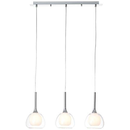Brilliant Hadan hanglamp 3-lichts chroom en wit transparant met helder glas